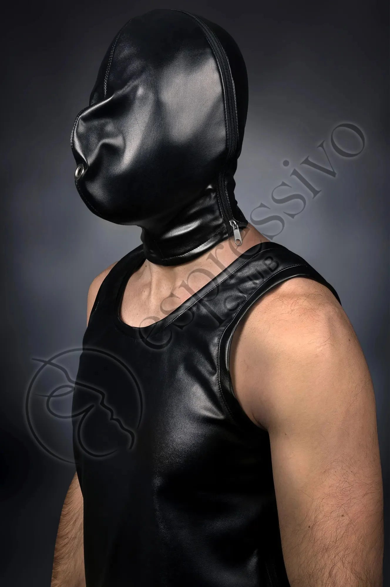 Tight Bondage Breathplay Hood - Leather Lined Masks