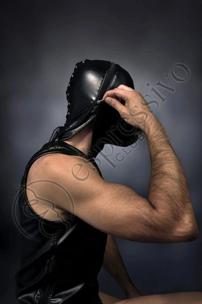 Tight Bondage Breathplay Hood - Leather Lined Masks