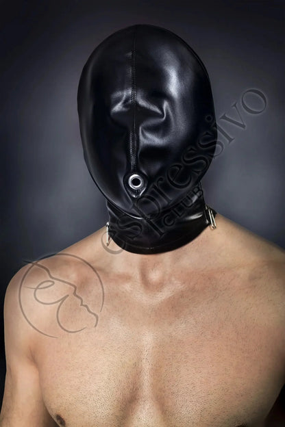 Tight Bondage Breathplay Hood - Leather Lined Masks
