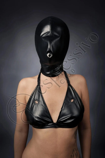 Tight Bondage Breathplay hood - Leather Lined