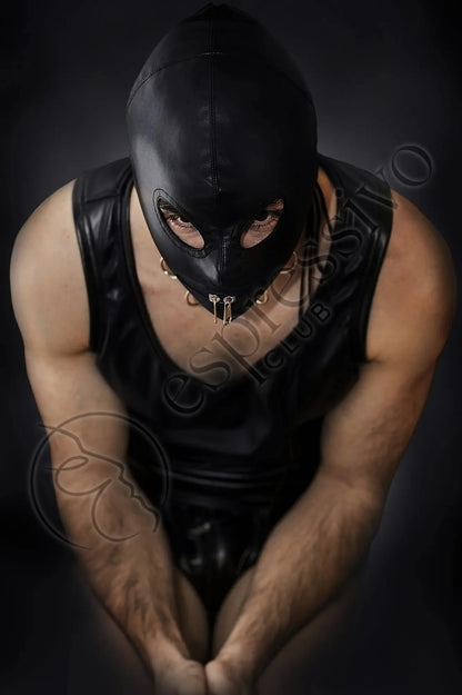 Tight Bondage Hood With Eyes & Zipper Mouth Masks